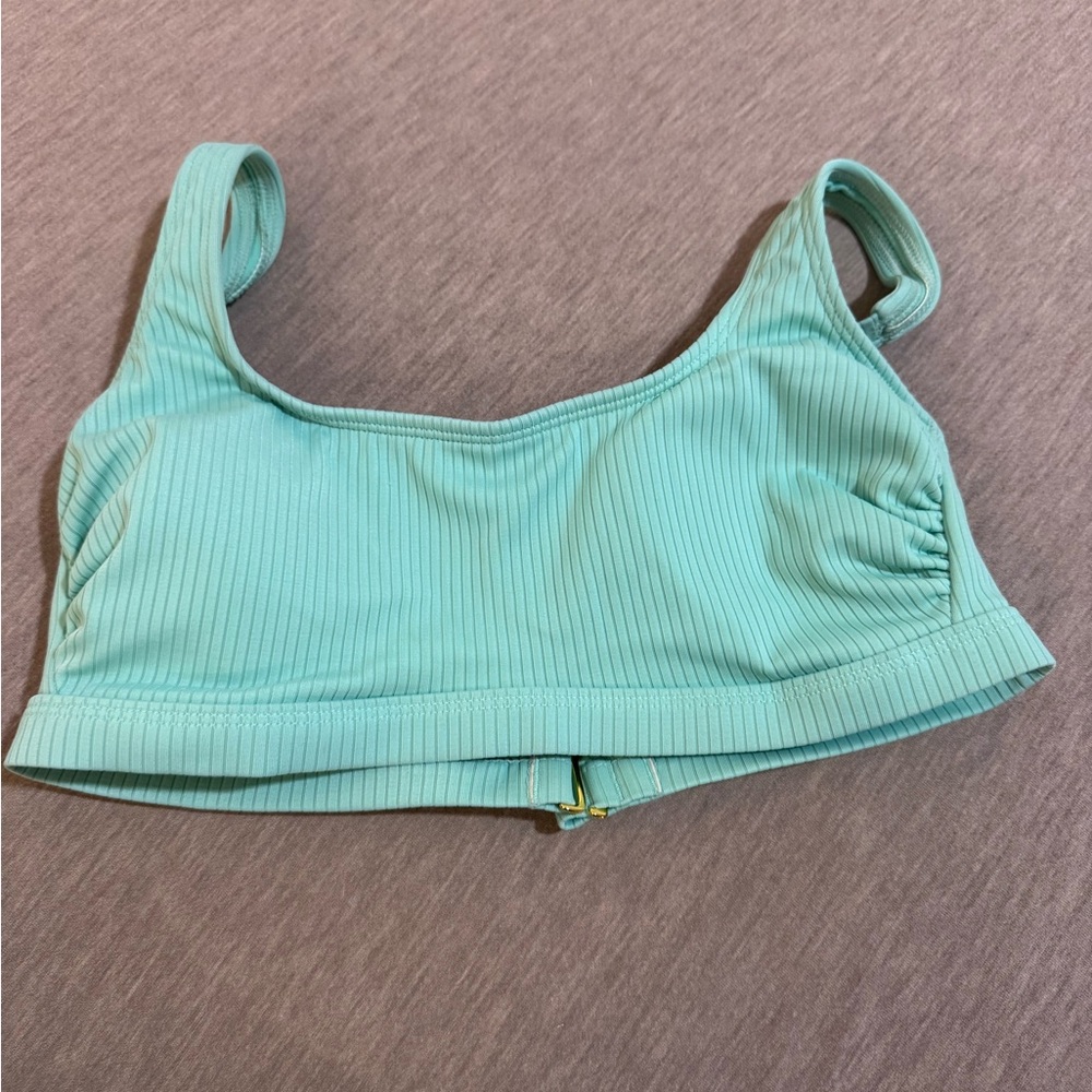 Mint Green Ribbed Bikini Top